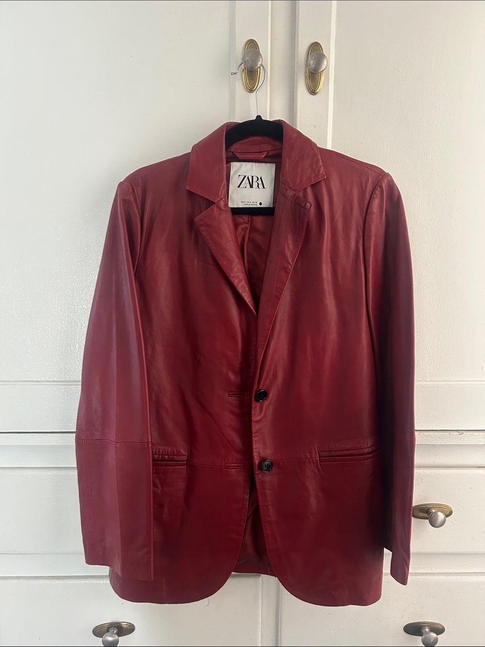 Zara Burgundy Leather Blazer